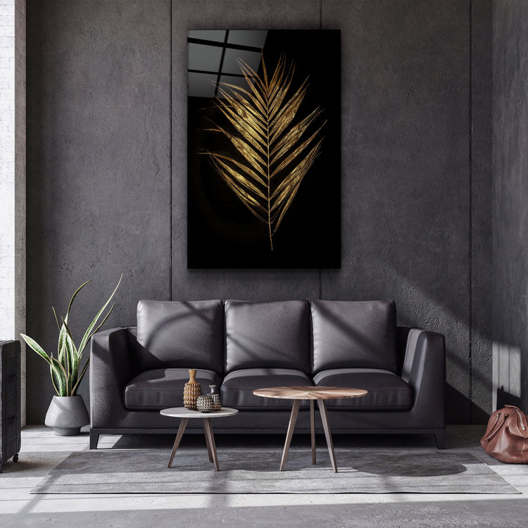 ・"Golden Leaves"・Glass Wall Art | Artdesigna Glass Printing Wall Arts.