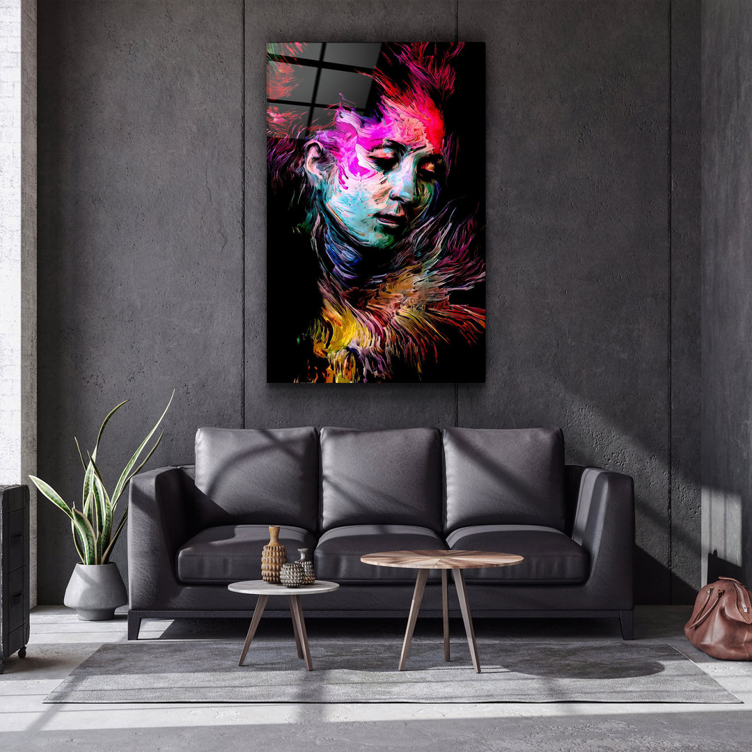 ・"Abstract Colorful Face"・Glass Wall Art | Artdesigna Glass Printing Wall Arts.