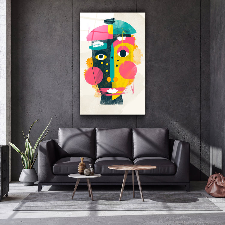 ・"Abstract Colorful Face V1"・Glass Wall Art | Artdesigna Glass Printing Wall Arts.