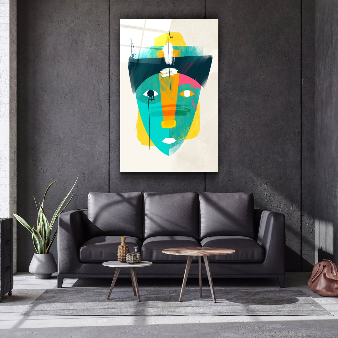 ・"Abstract Colorful Face V2"・Glass Wall Art | Artdesigna Glass Printing Wall Arts.