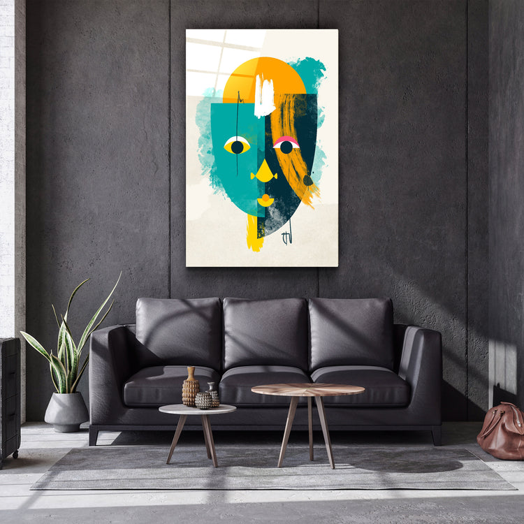 ・"Abstract Colorful Face V3"・Glass Wall Art | Artdesigna Glass Printing Wall Arts.