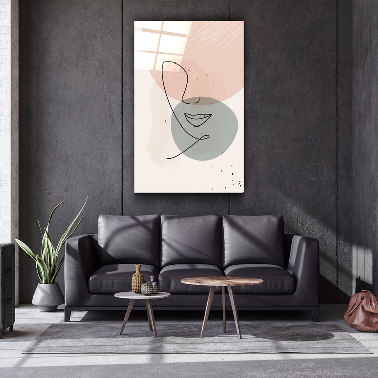 ・"Abstract Shapes and Face V1"・Glass Wall Art | Artdesigna Glass Printing Wall Arts.