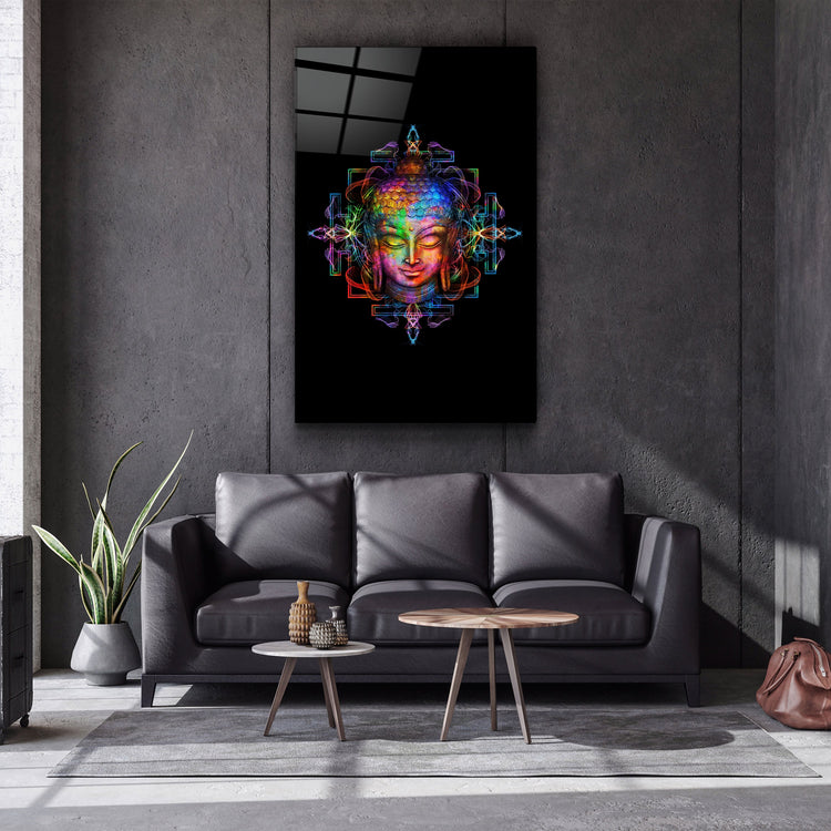 ・"Rainbow Buddha"・Glass Wall Art | Artdesigna Glass Printing Wall Arts.