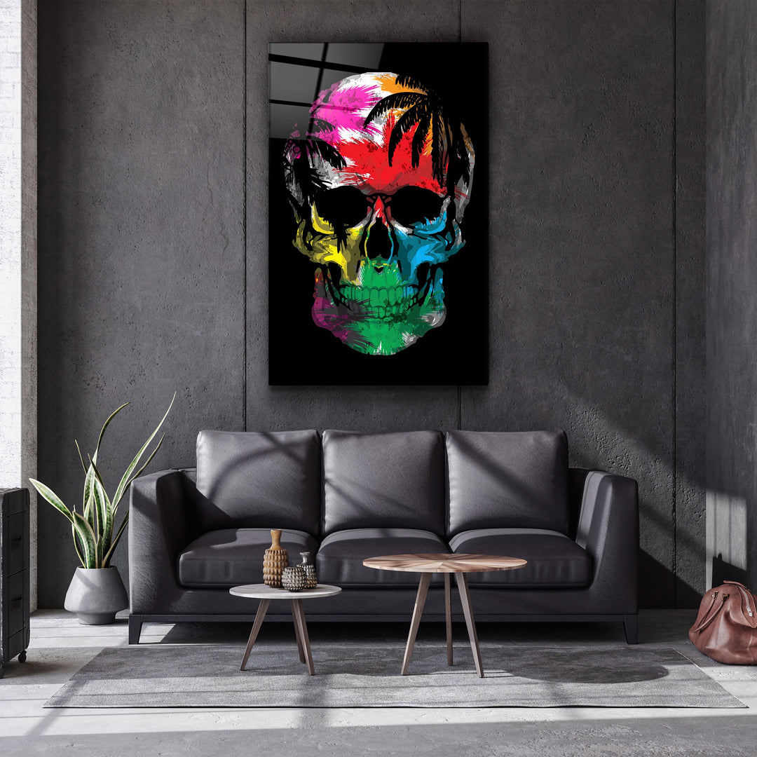 ・"The Palm Skull"・Glass Wall Art | Artdesigna Glass Printing Wall Arts.