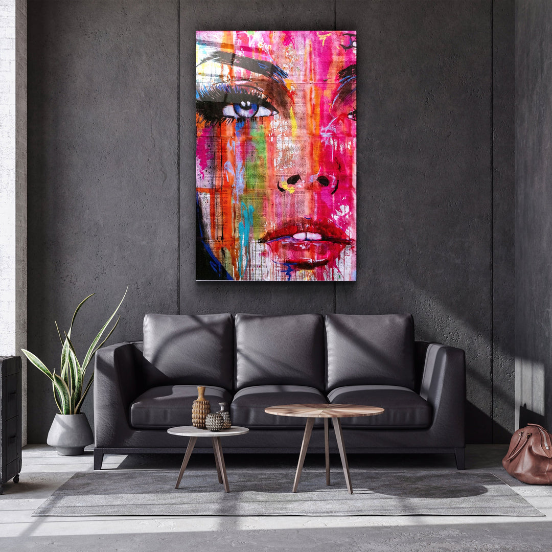 ・"Colorful Woman Face"・Glass Wall Art | Artdesigna Glass Printing Wall Arts.