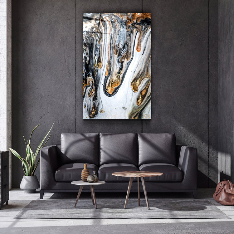 ・"Melting Gold"・Glass Wall Art | Artdesigna Glass Printing Wall Arts.