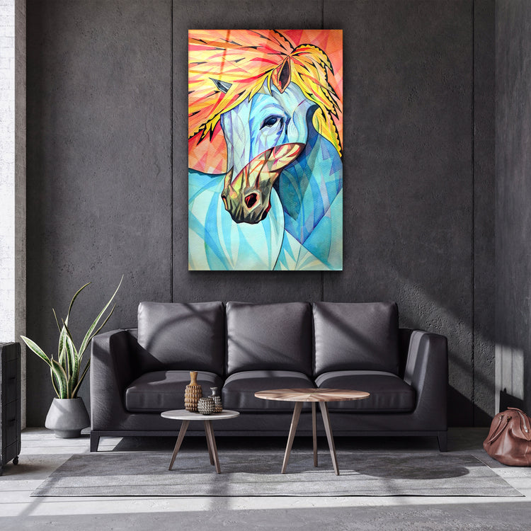 ・"Cool Horse"・Glass Wall Art | Artdesigna Glass Printing Wall Arts.