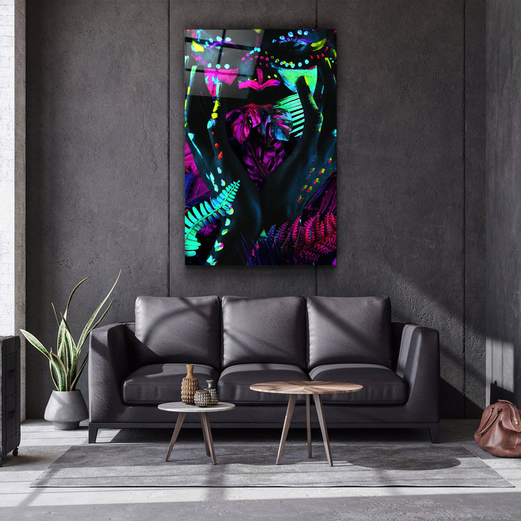 ・"Neon Face"・GLASS WALL ART | Artdesigna Glass Printing Wall Arts.