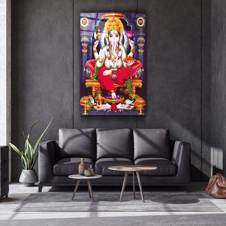 ・"Lord Ganesh"・Glass Wall Art | Artdesigna Glass Printing Wall Arts.