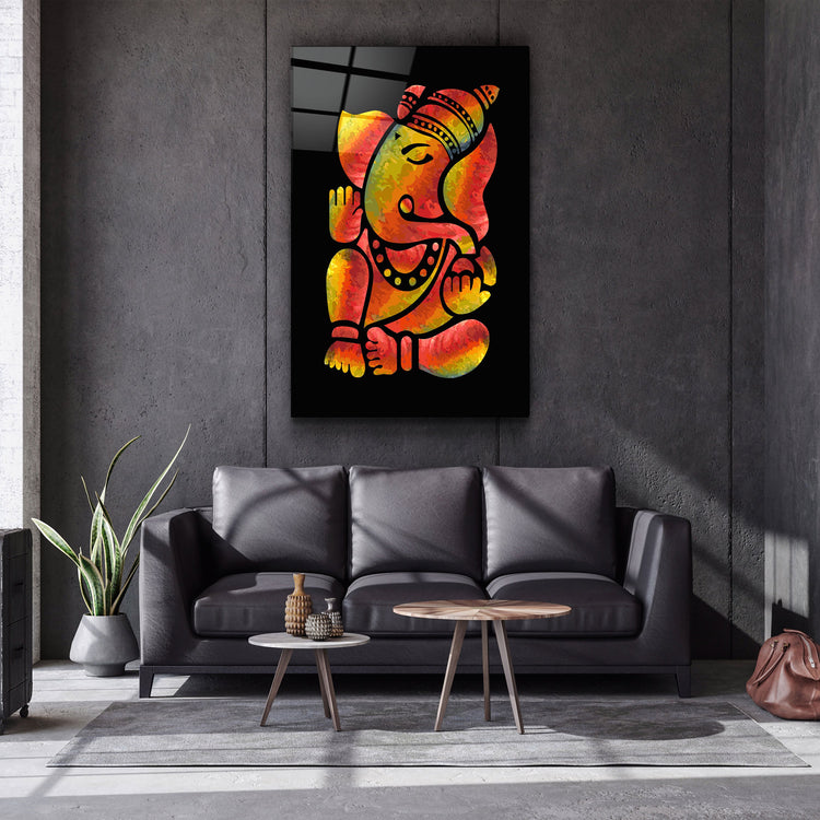 ・"Ganesha"・Glass Wall Art | Artdesigna Glass Printing Wall Arts.