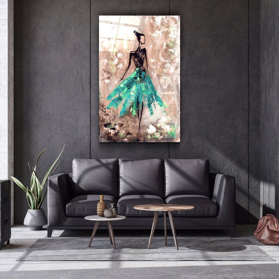 ・"Ballerina (Green)"・Glass Wall Art | Artdesigna Glass Printing Wall Arts.