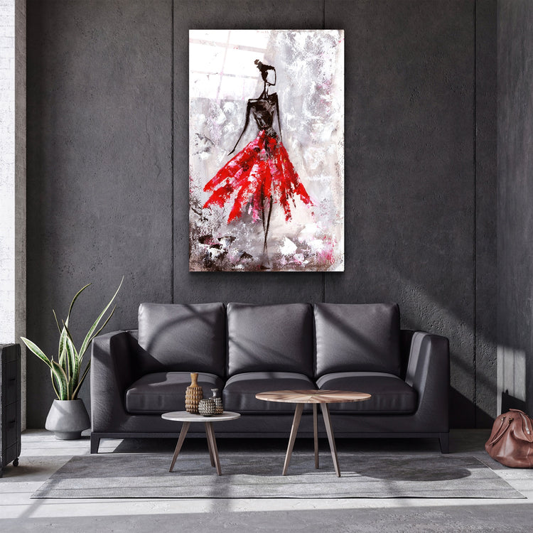 ・"Ballerina (Red)"・Glass Wall Art | Artdesigna Glass Printing Wall Arts.