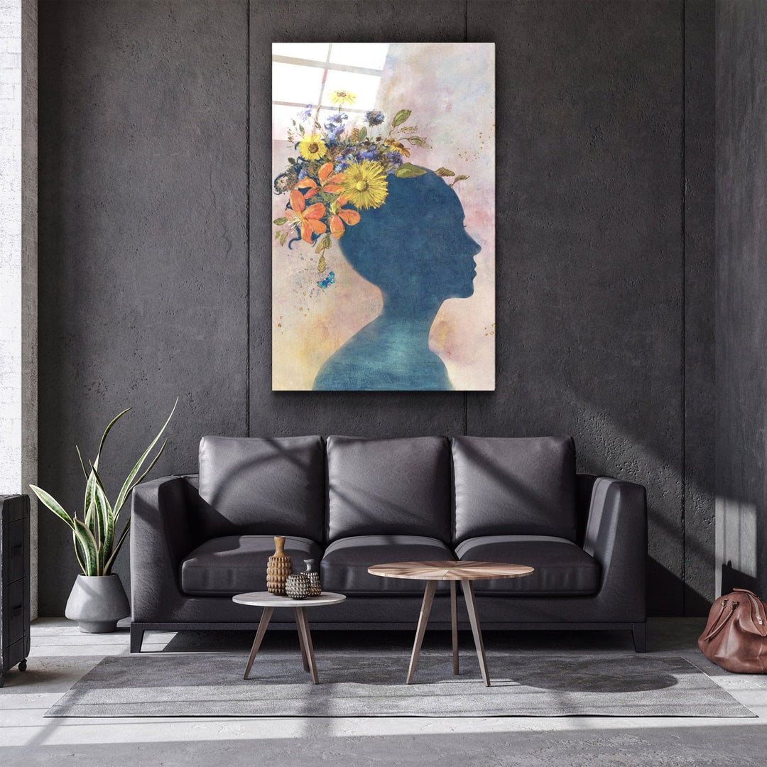 ・"Abstract Women and Flowers"・Glass Wall Art | Artdesigna Glass Printing Wall Arts.