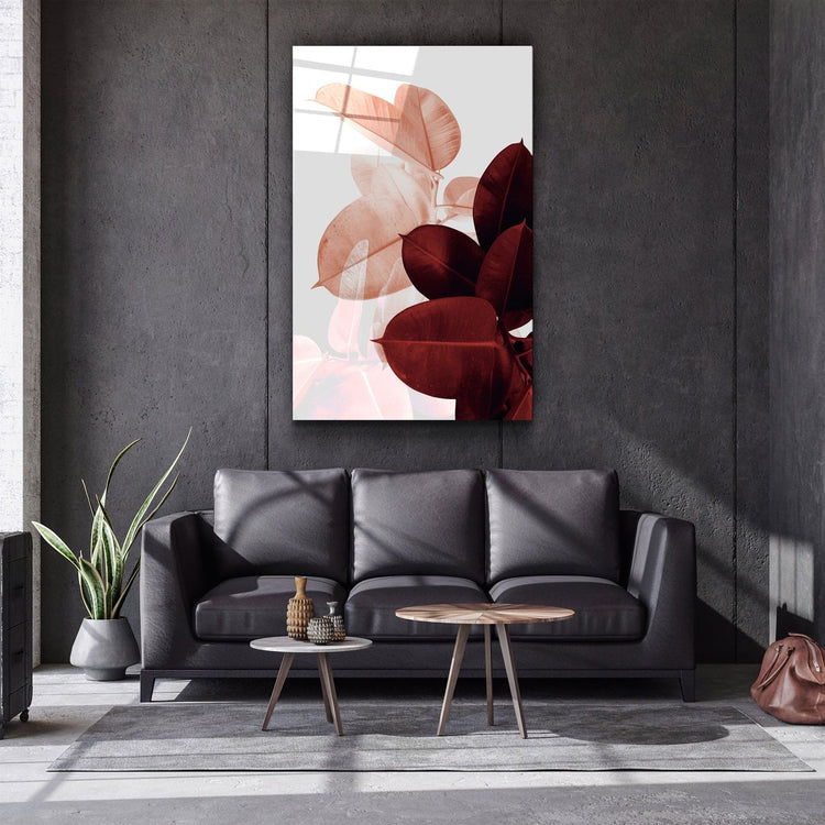 ・"Abstract Leaves V2"・Glass Wall Art | Artdesigna Glass Printing Wall Arts.