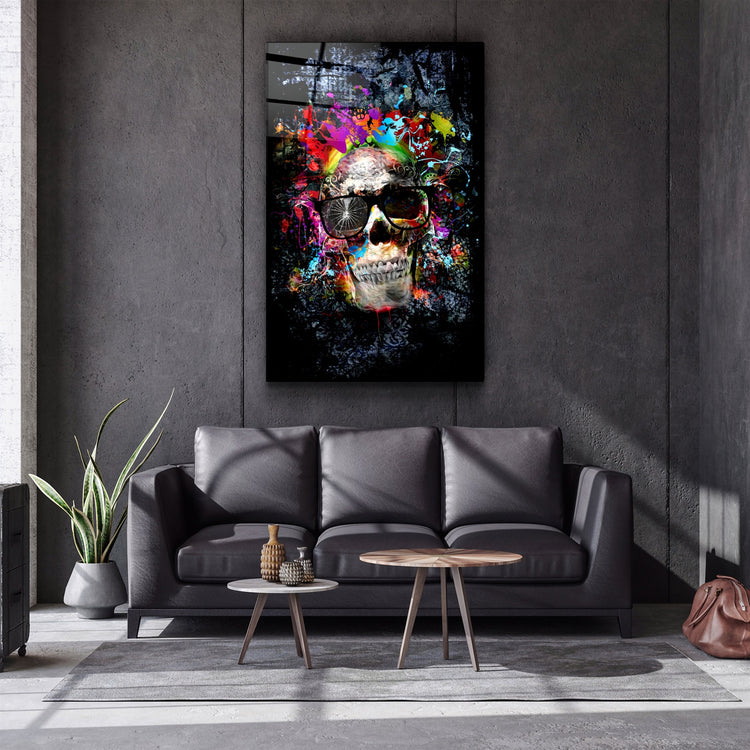 ・"Cool Skull"・Glass Wall Art | Artdesigna Glass Printing Wall Arts.