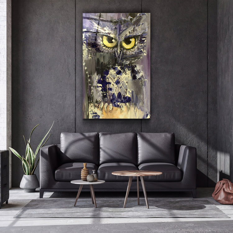 ・"Owlly"・Glass Wall Art | Artdesigna Glass Printing Wall Arts.