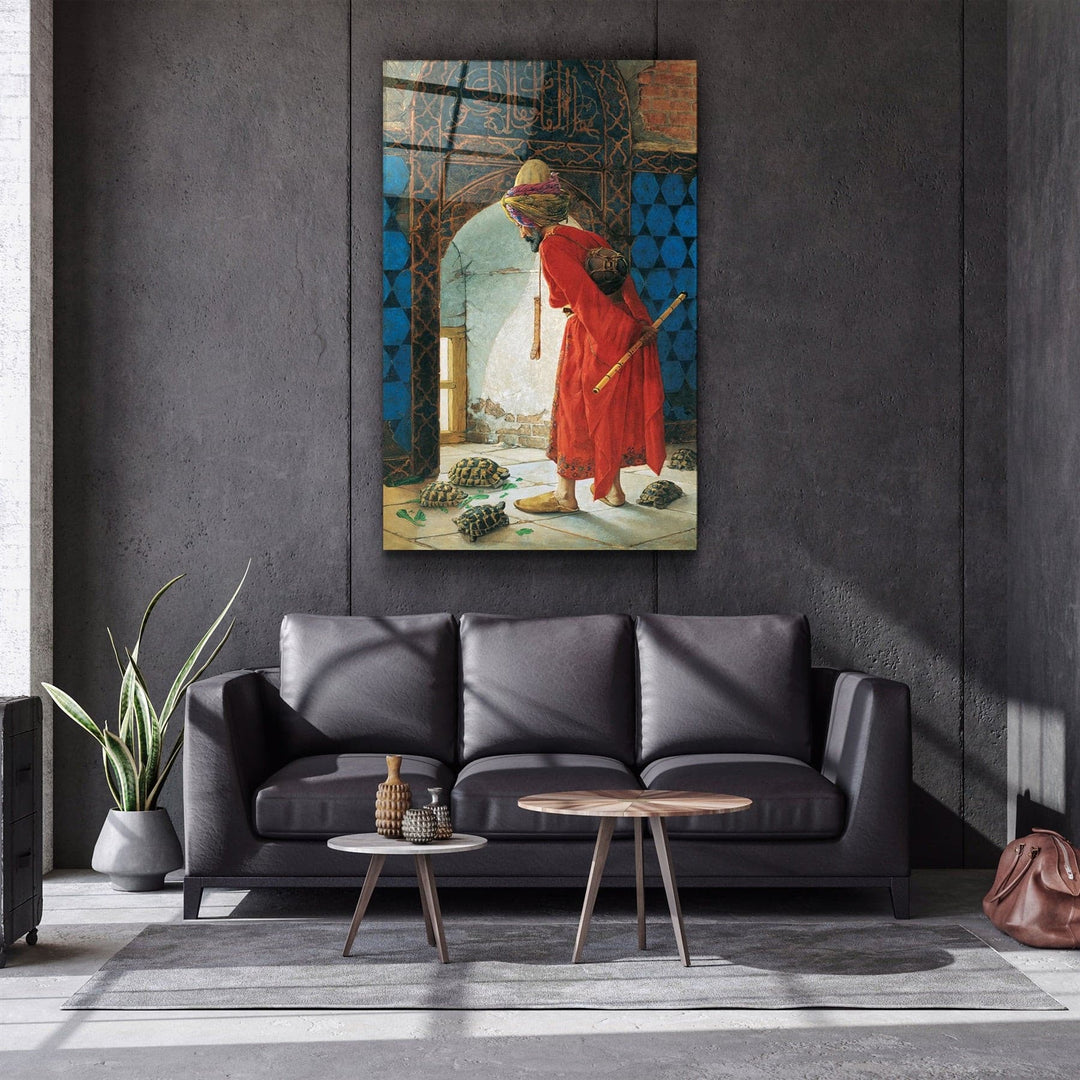 ・"The Tortoise Trainer 1906 Osman Hamdi"・Glass Wall Art | Artdesigna Glass Printing Wall Arts.