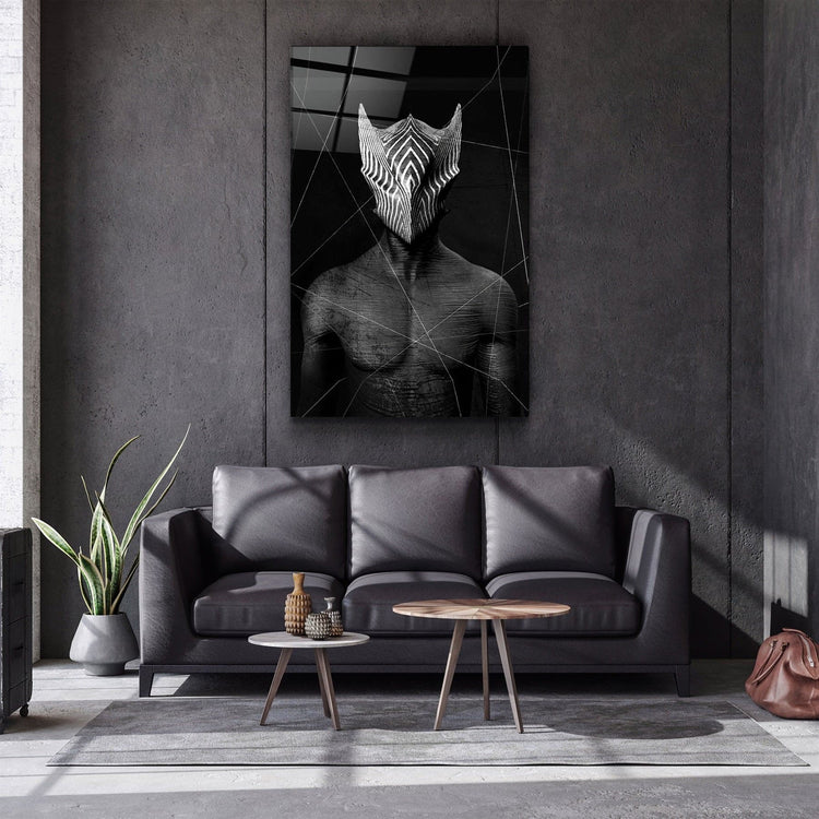 ・"Abstract Masked Man V1"・Glass Wall Art | Artdesigna Glass Printing Wall Arts.