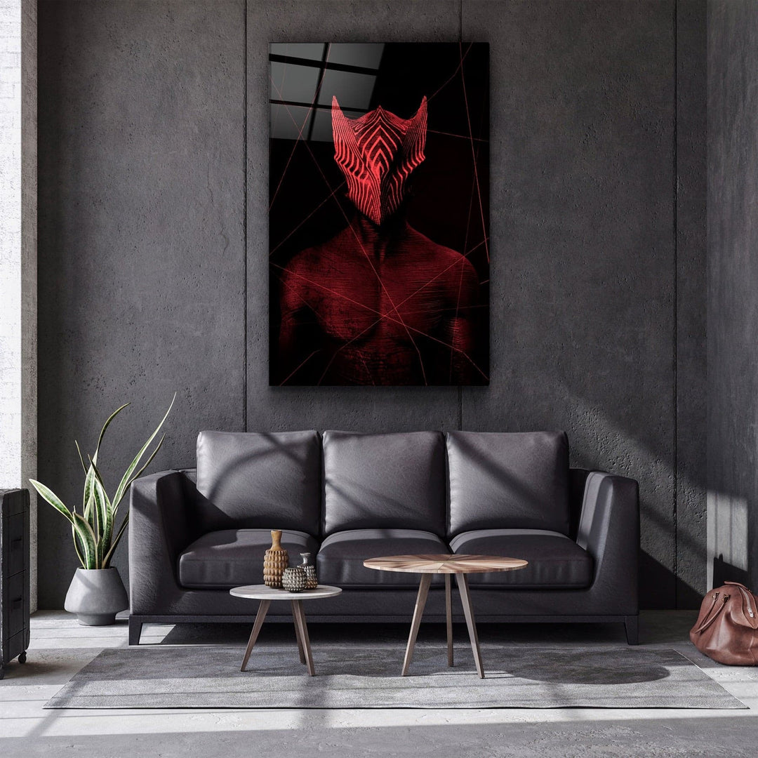 ・"Abstract Masked Man V2"・Glass Wall Art | Artdesigna Glass Printing Wall Arts.