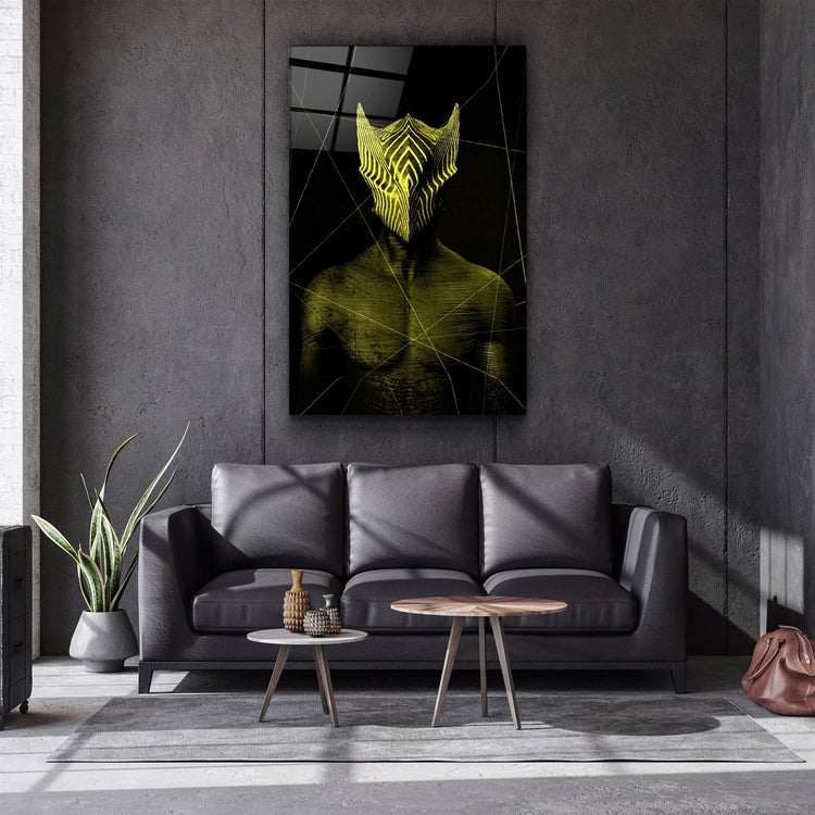 ・"Abstract Masked Man V3"・Glass Wall Art | Artdesigna Glass Printing Wall Arts.