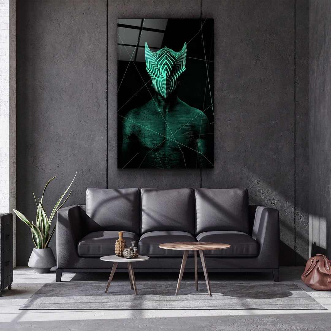 ・"Abstract Masked Man V4"・Glass Wall Art | Artdesigna Glass Printing Wall Arts.