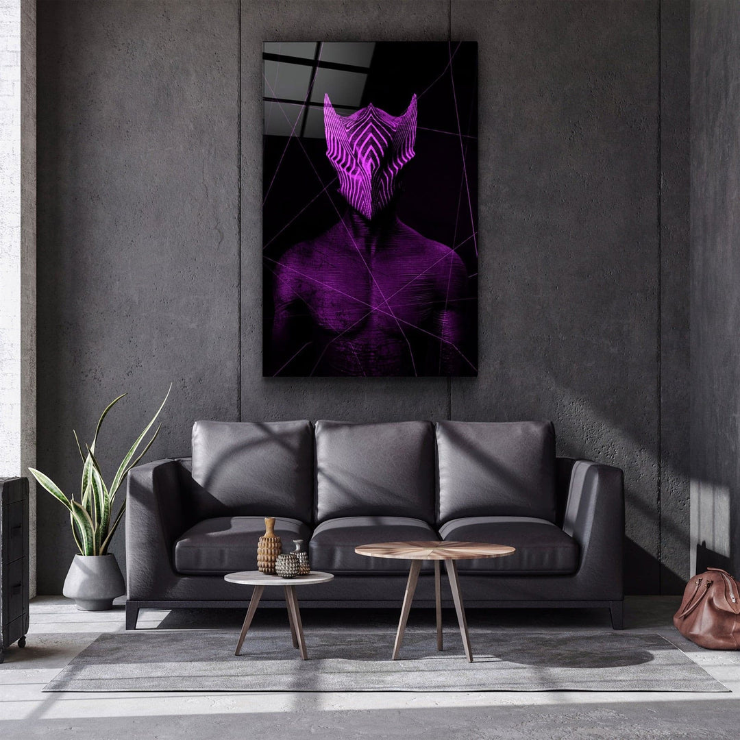 ・"Abstract Masked Man V5"・Glass Wall Art | Artdesigna Glass Printing Wall Arts.