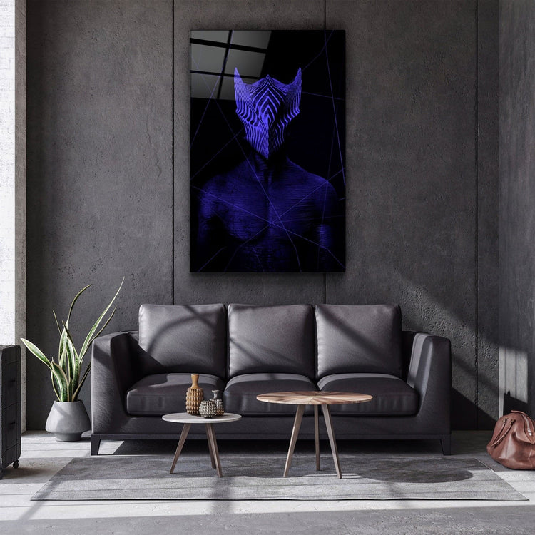 ・"Abstract Masked Man V6"・Glass Wall Art | Artdesigna Glass Printing Wall Arts.