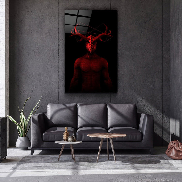 ・"Abstract Masked Man V8"・Glass Wall Art | Artdesigna Glass Printing Wall Arts.