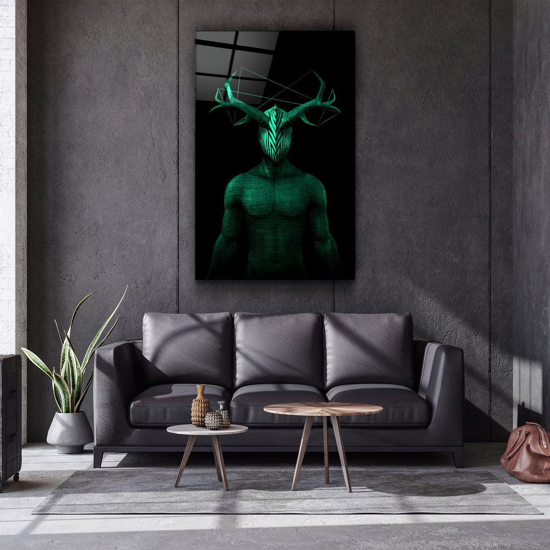 ・"Abstract Masked Man V10"・Glass Wall Art | Artdesigna Glass Printing Wall Arts.