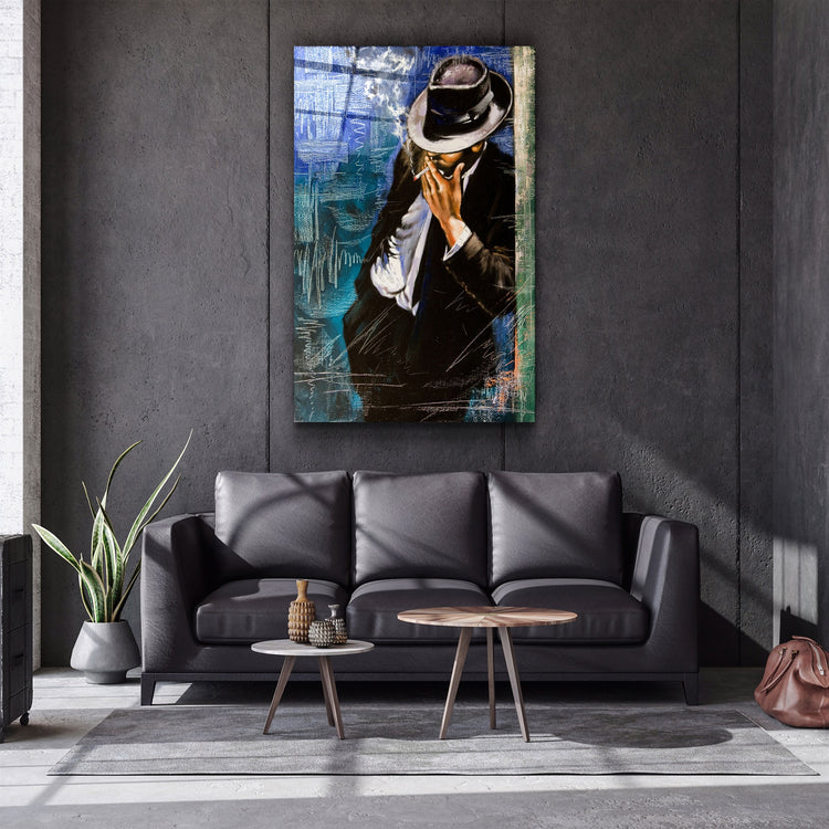 ・"Lonely Man"・Glass Wall Art | Artdesigna Glass Printing Wall Arts.