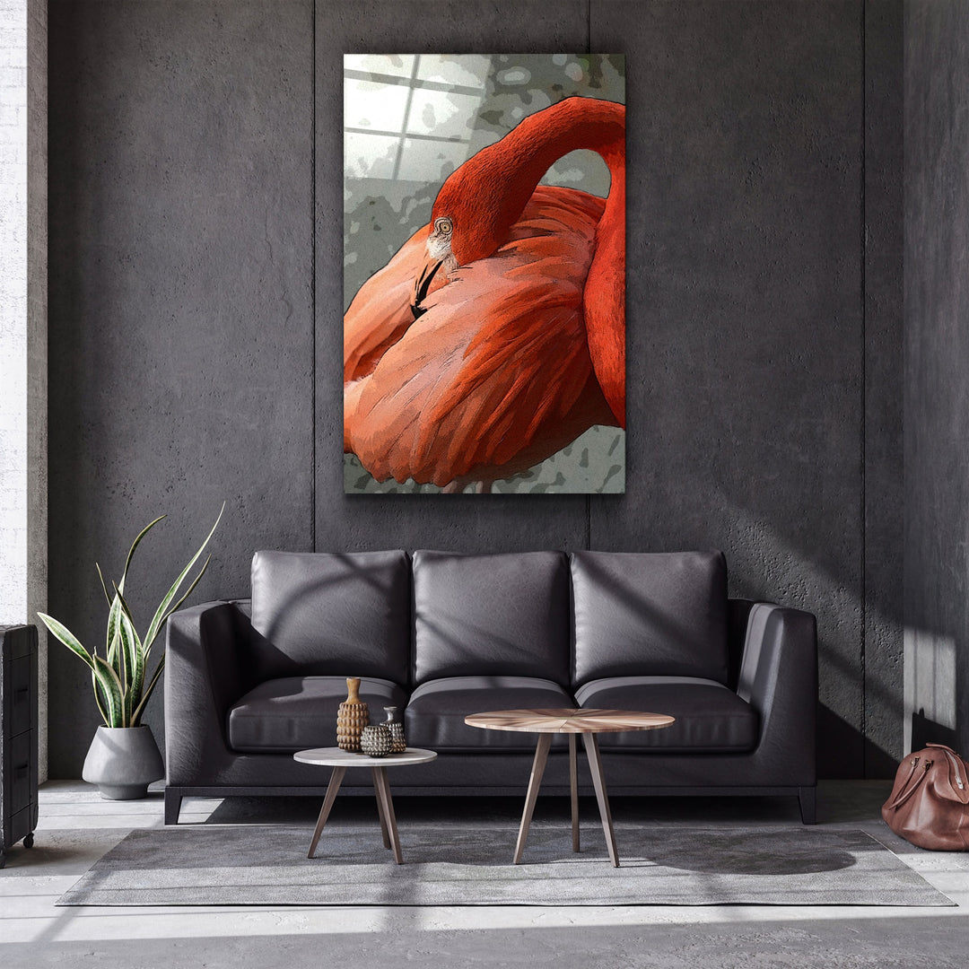 ・"Flamingo V3"・Glass Wall Art | Artdesigna Glass Printing Wall Arts.