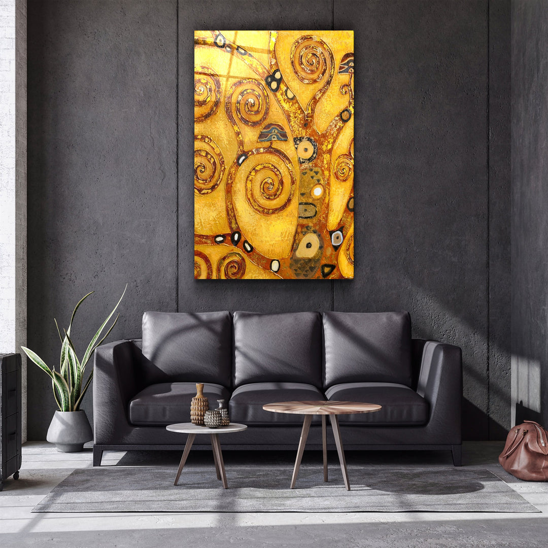 ・"Abstract Golden Tree"・Glass Wall Art | Artdesigna Glass Printing Wall Arts.