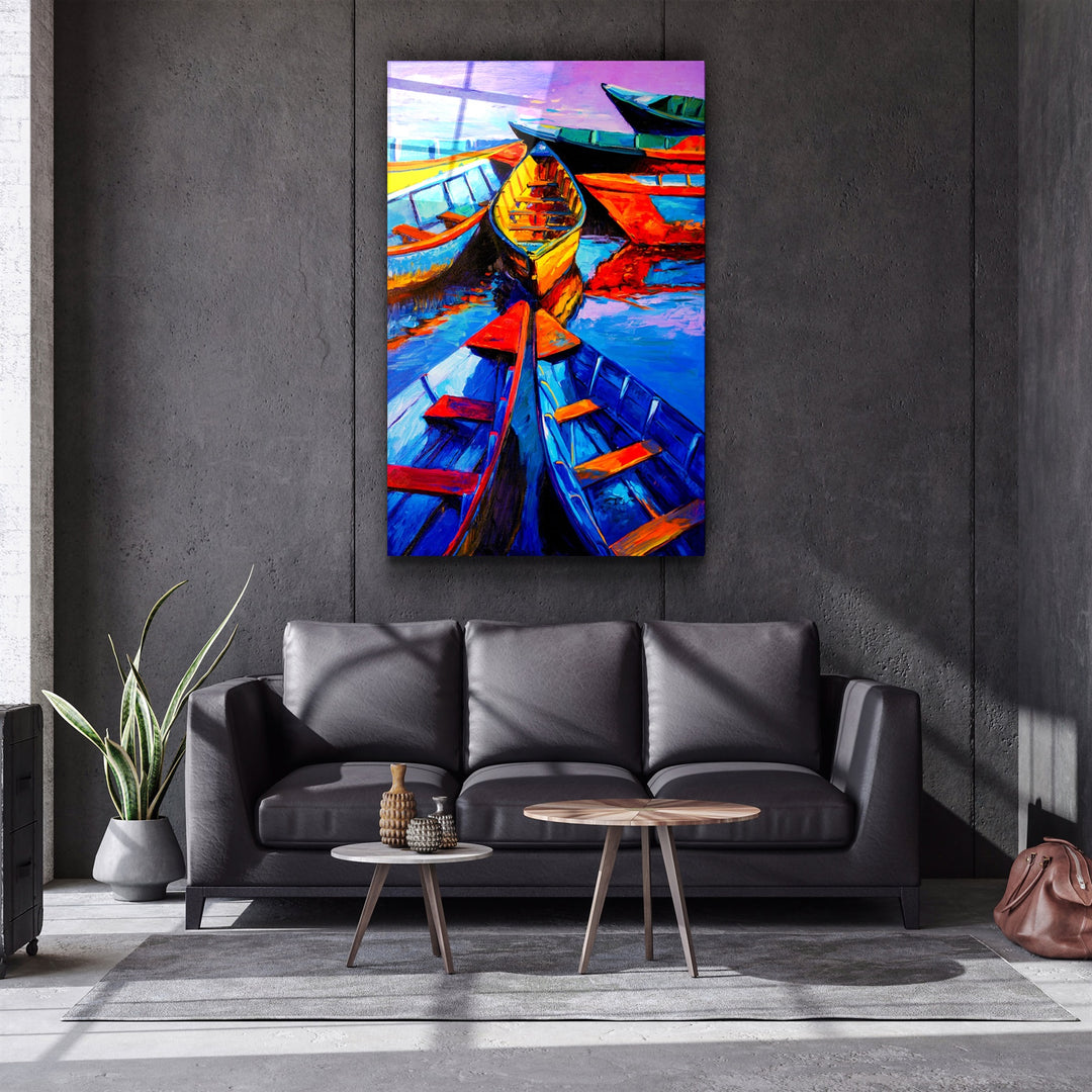 ・"Boats Meeting"・Glass Wall Art | Artdesigna Glass Printing Wall Arts.