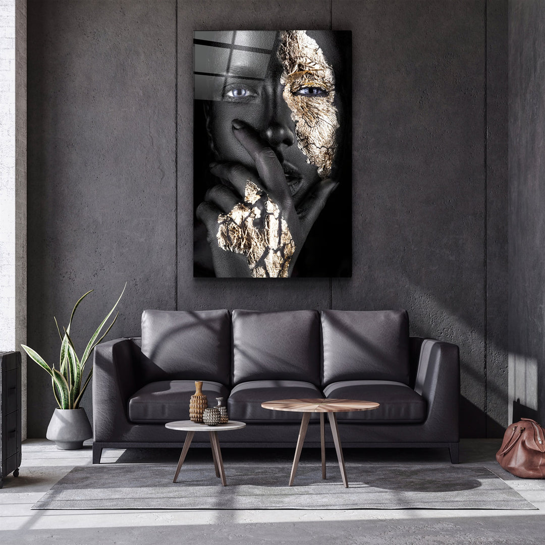 ・"Covering Face Woman Portrait"・Glass Wall Art | Artdesigna Glass Printing Wall Arts.