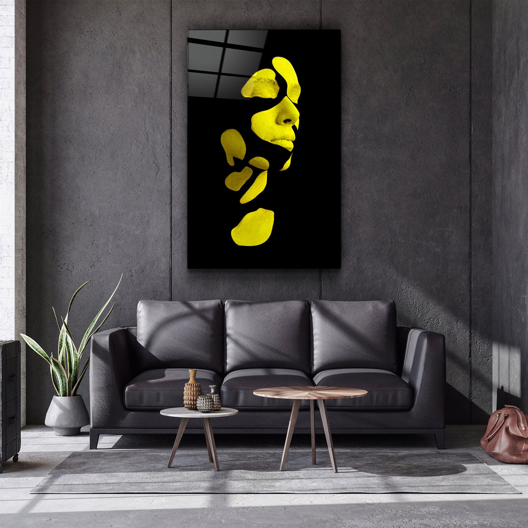 ・"Mysterious Yellow Face"・Glass Wall Art | Artdesigna Glass Printing Wall Arts.