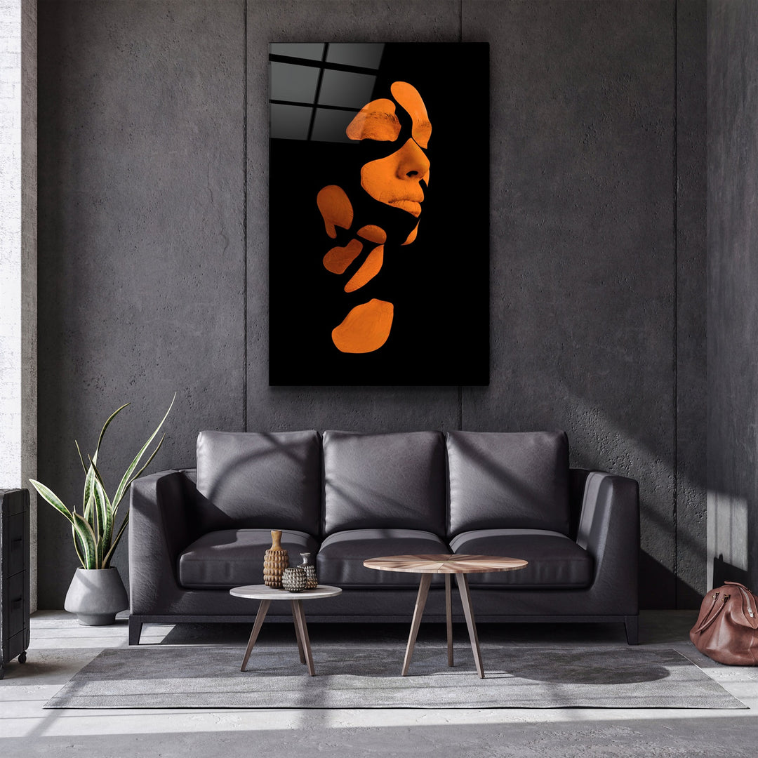 ・"Mysterious Orange Face"・Glass Wall Art | Artdesigna Glass Printing Wall Arts.