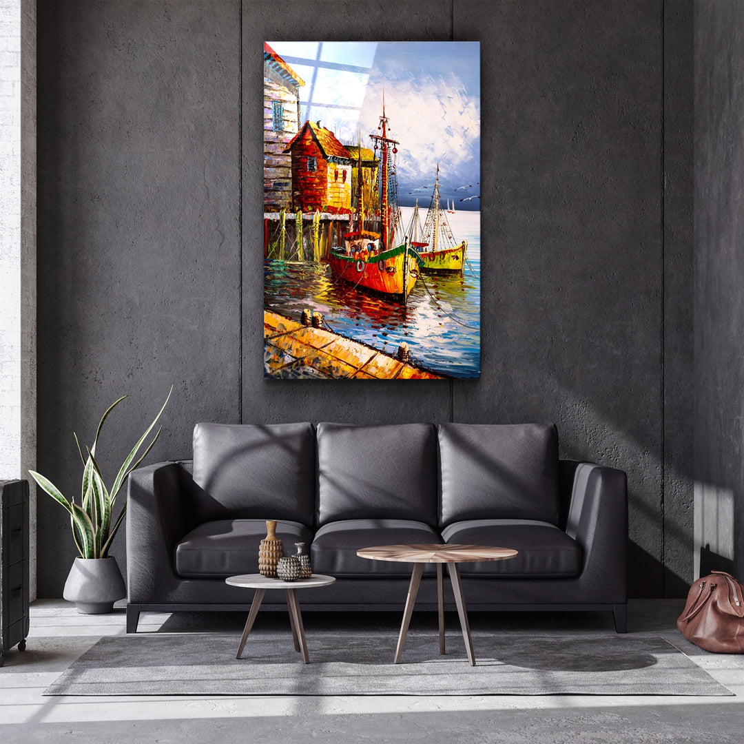 ・"Boats and Houses"・Glass Wall Art | Artdesigna Glass Printing Wall Arts.