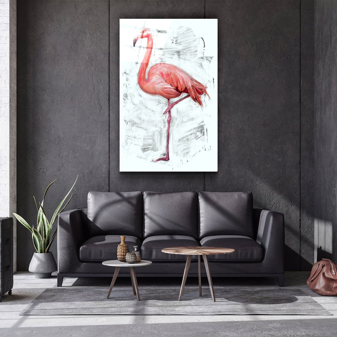 ・"Abstract Flamingo"・Glass Wall Art | Artdesigna Glass Printing Wall Arts.