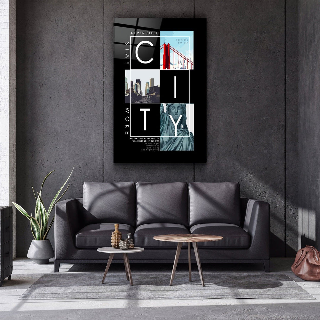 ・"City - Never Sleep"・Glass Wall Art | Artdesigna Glass Printing Wall Arts.