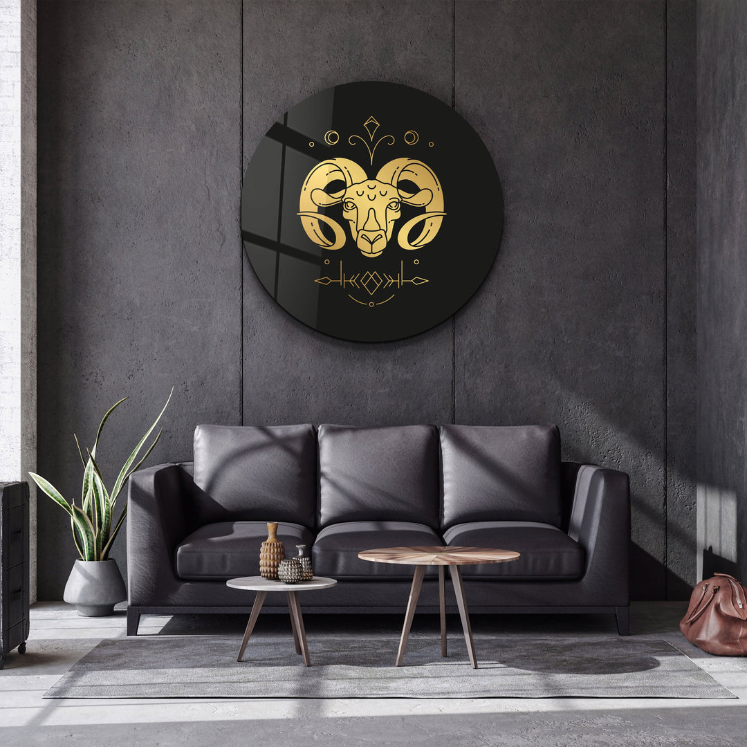 ・"Zodiac Signs - Aries"・Rounded Glass Wall Art