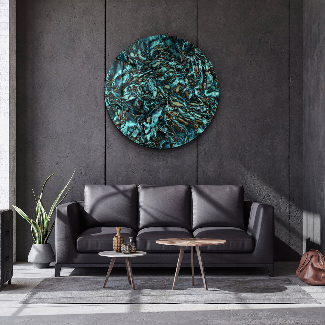 ・"Dark Sea"・Rounded Glass Wall Art