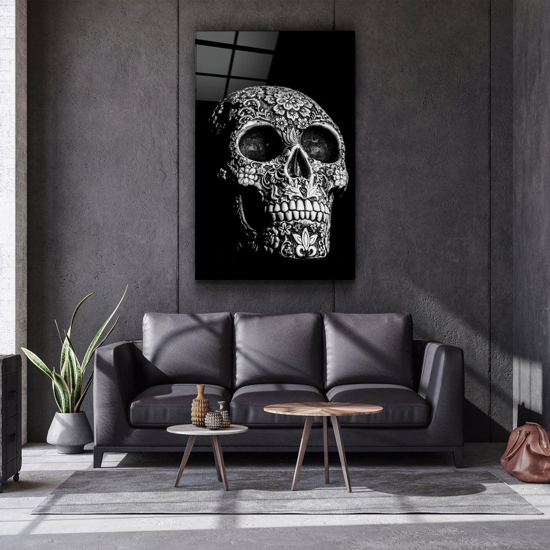 ・"Grey Skull"・Glass Wall Art | Artdesigna Glass Printing Wall Arts.