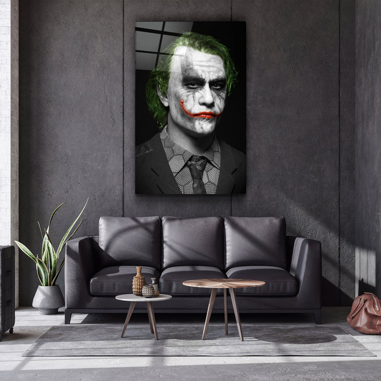 ・"The Joker - Heath Ledger"・Glass Wall Art | Artdesigna Glass Printing Wall Arts.