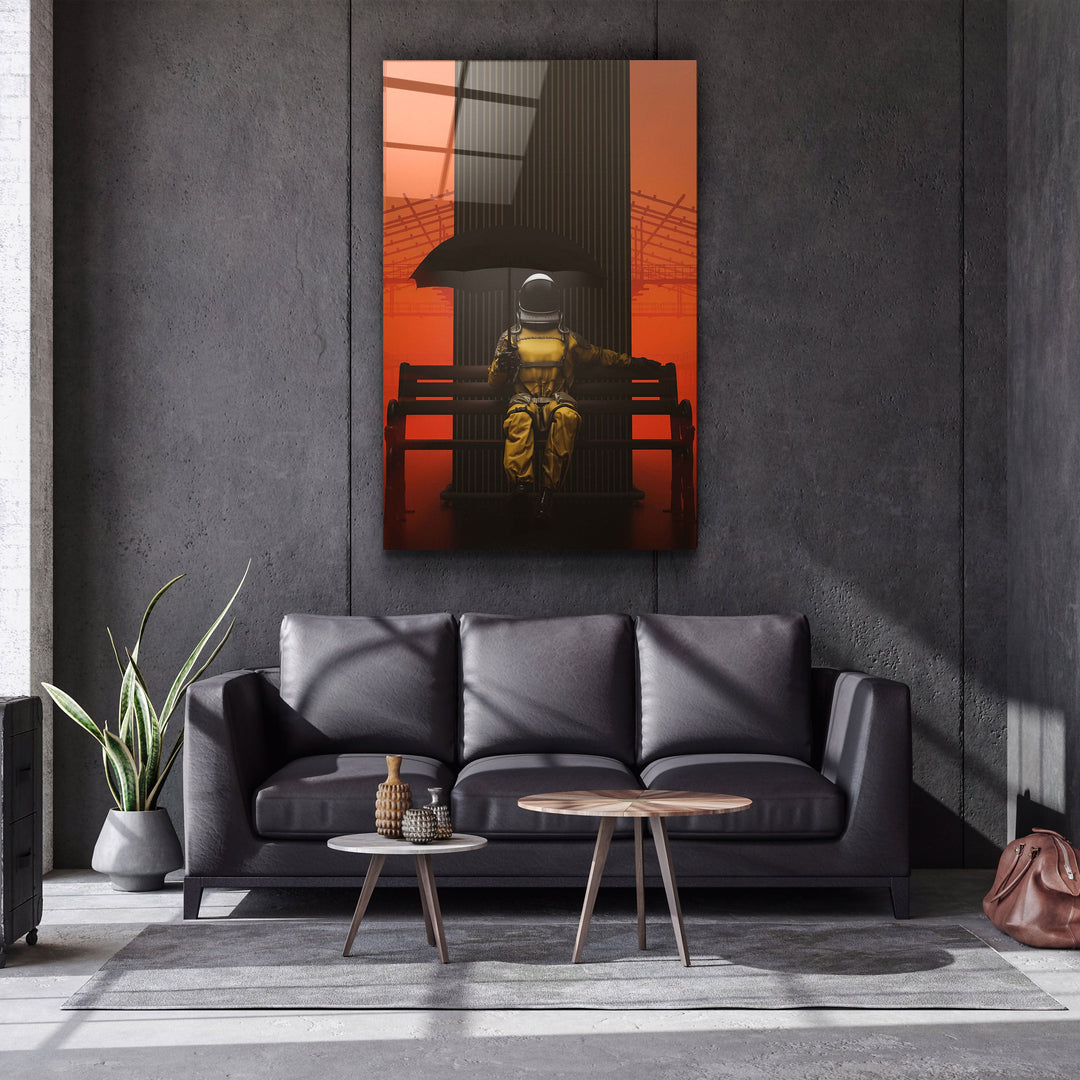 ・"Astronaut on the Bench"・Designer's Collection Glass Wall Art