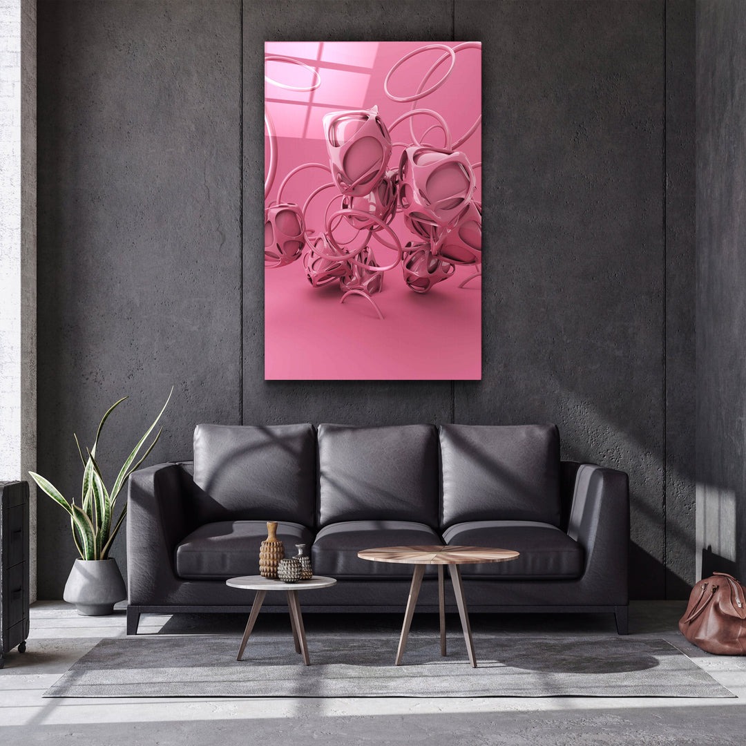 ・"Abstract Pink Modern Design"・Designer's Collection Glass Wall Art