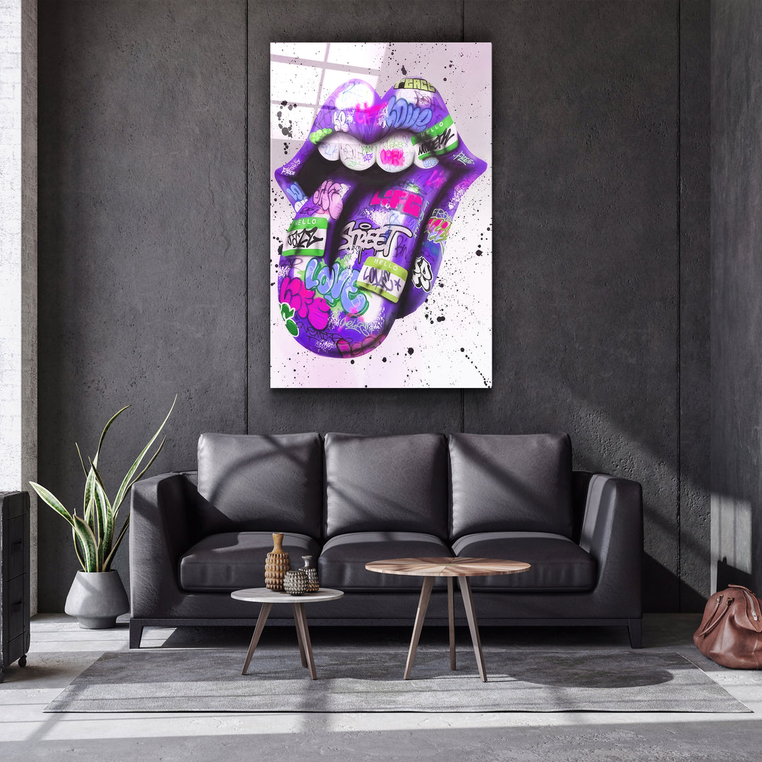 ・"Tongue - Purple"・Designer's Collection Glass Wall Art