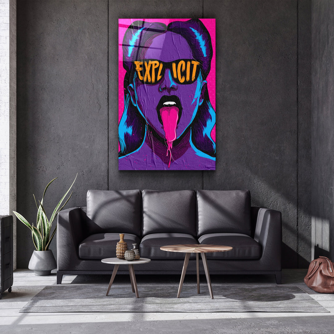 ・"Explicit - Purple"・Designer's Collection Glass Wall Art