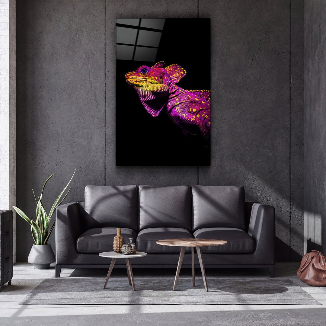 ・"Iguana Magenta"・Designer's Collection Glass Wall Art