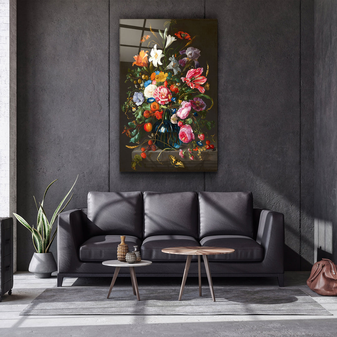 ・"Retro Flowers"・Designer's Collection Glass Wall Art