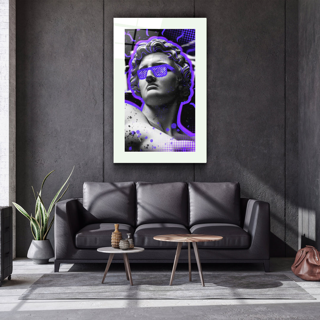 ・"Statue Pop Art Purple"・Designer's Collection Glass Wall Art